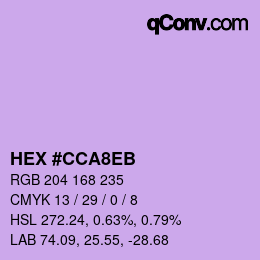 颜色代码: HEX #CCA8EB | qconv.com