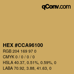 Farbcode: HEX #CCA96100 | qconv.com
