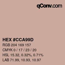 Color code: HEX #CCA99D | qconv.com