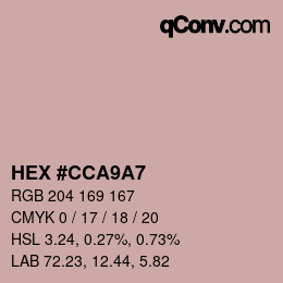 カラーコード: HEX #CCA9A7 | qconv.com