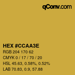 Color code: HEX #CCAA3E | qconv.com