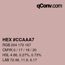 Color code: HEX #CCAAA7 | qconv.com