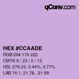 カラーコード: HEX #CCAADE | qconv.com