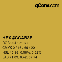 Color code: HEX #CCAB3F | qconv.com
