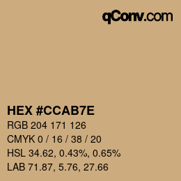 Color code: HEX #CCAB7E | qconv.com