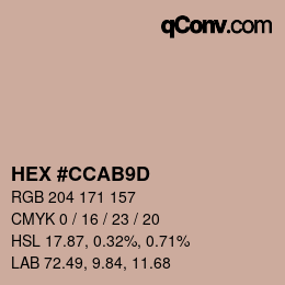 Color code: HEX #CCAB9D | qconv.com