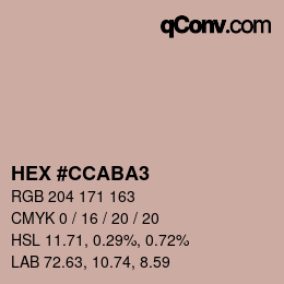 Color code: HEX #CCABA3 | qconv.com