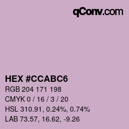 カラーコード: HEX #CCABC6 | qconv.com