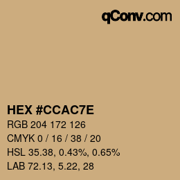 Color code: HEX #CCAC7E | qconv.com