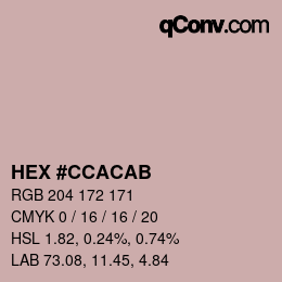 Color code: HEX #CCACAB | qconv.com