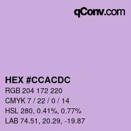 カラーコード: HEX #CCACDC | qconv.com