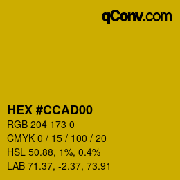 颜色代码: HEX #CCAD00 | qconv.com