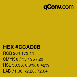カラーコード: HEX #CCAD0B | qconv.com