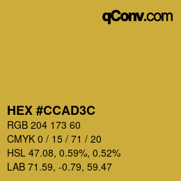 Color code: HEX #CCAD3C | qconv.com