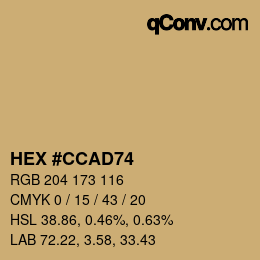 Color code: HEX #CCAD74 | qconv.com