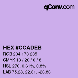 颜色代码: HEX #CCADEB | qconv.com