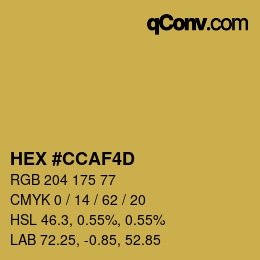 カラーコード: HEX #CCAF4D | qconv.com