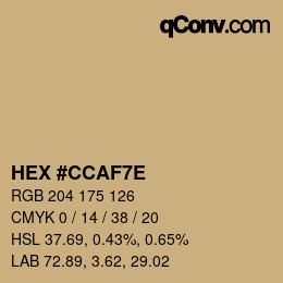 Color code: HEX #CCAF7E | qconv.com