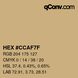 Color code: HEX #CCAF7F | qconv.com