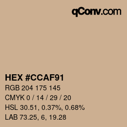 Color code: HEX #CCAF91 | qconv.com
