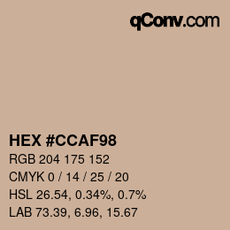 Color code: HEX #CCAF98 | qconv.com