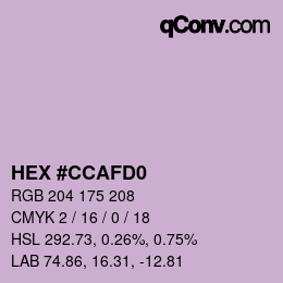 颜色代码: HEX #CCAFD0 | qconv.com