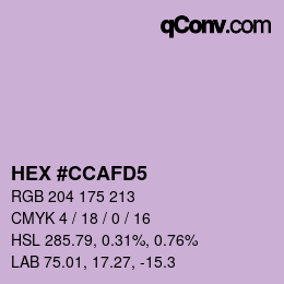 颜色代码: HEX #CCAFD5 | qconv.com
