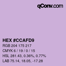 Color code: HEX #CCAFD9 | qconv.com