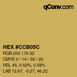 颜色代码: HEX #CCB05C | qconv.com