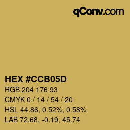 カラーコード: HEX #CCB05D | qconv.com