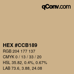 Color code: HEX #CCB189 | qconv.com