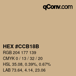 Color code: HEX #CCB18B | qconv.com