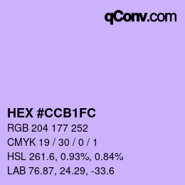 Farbcode: HEX #CCB1FC | qconv.com