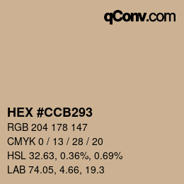 颜色代码: HEX #CCB293 | qconv.com