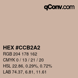 カラーコード: HEX #CCB2A2 | qconv.com