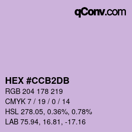 カラーコード: HEX #CCB2DB | qconv.com