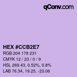 Color code: HEX #CCB2E7 | qconv.com