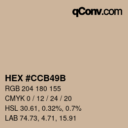 Color code: HEX #CCB49B | qconv.com