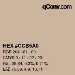 カラーコード: HEX #CCB5A0 | qconv.com