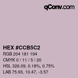 颜色代码: HEX #CCB5C2 | qconv.com