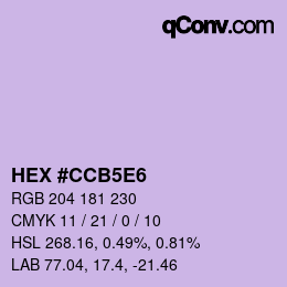 Color code: HEX #CCB5E6 | qconv.com