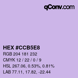 Code couleur: HEX #CCB5E8 | qconv.com