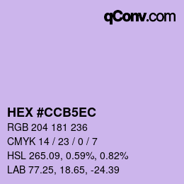 Color code: HEX #CCB5EC | qconv.com