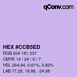 カラーコード: HEX #CCB5ED | qconv.com