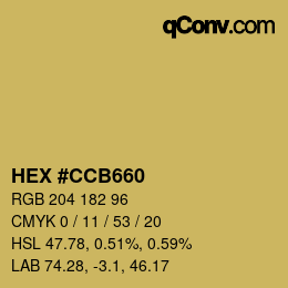 Farbcode: HEX #CCB660 | qconv.com