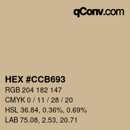 カラーコード: HEX #CCB693 | qconv.com