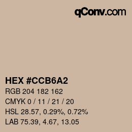 カラーコード: HEX #CCB6A2 | qconv.com