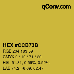 Color code: HEX #CCB73B | qconv.com