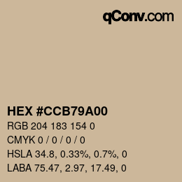 Color code: HEX #CCB79A00 | qconv.com