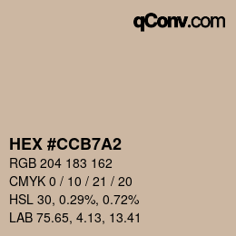 Color code: HEX #CCB7A2 | qconv.com